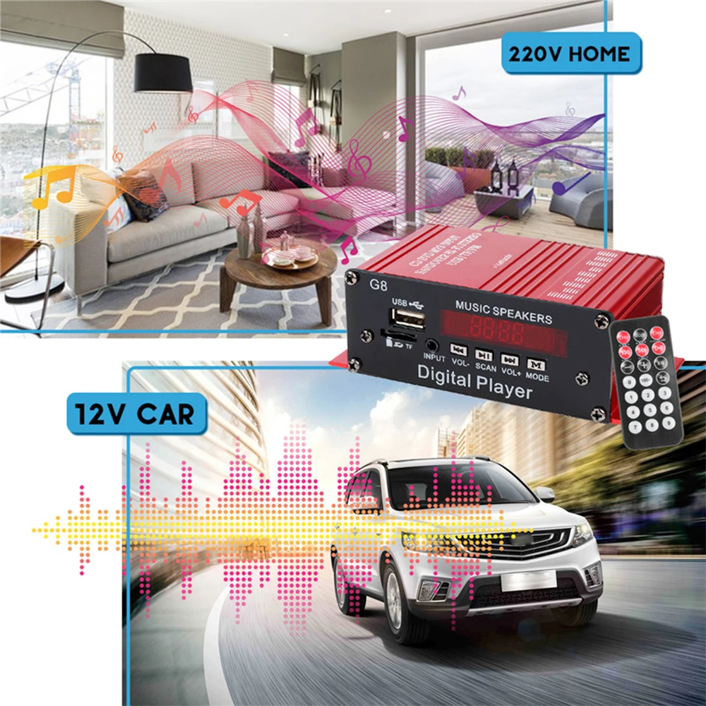 200 Вт 12 в аудио усилитель HIFI аудио усилитель мощности Bluetooth FM радио усилитель мощности с пультом дистанционного управления для автомобильной музыки