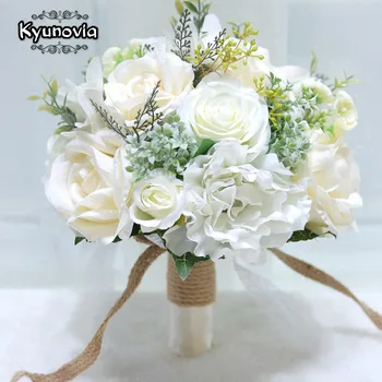 Kyunovia-ramo de flores de seda Natural para boda, ramos de flores de peonía ecológica, para dama de honor, D152