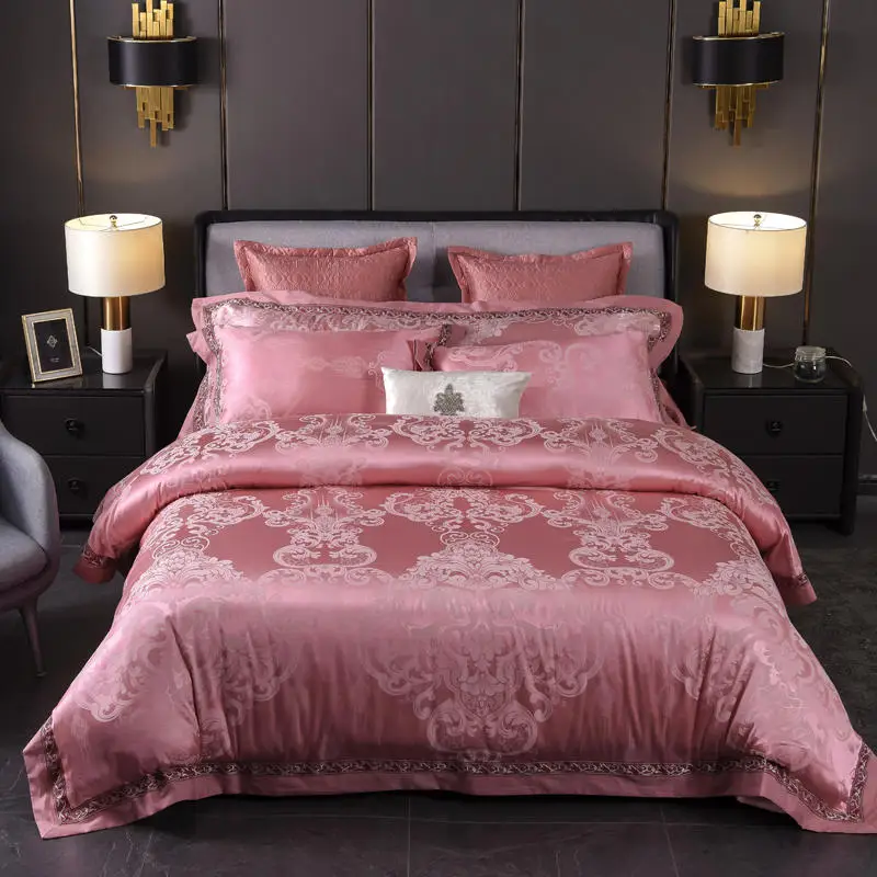 Одноцветная сатиновая скатерть для кровати жаккардовый Комплект постельного