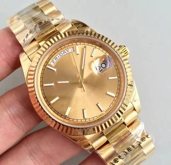 

RLX AAA MEN'S SPORT WATCH 18K GOLD SERIES DATE SAPPHIRE GLASS 40MM GOLD DIAL 2813 STAINLESS STEEL AUTOMATIC MOVEMENT MEN WATCHES