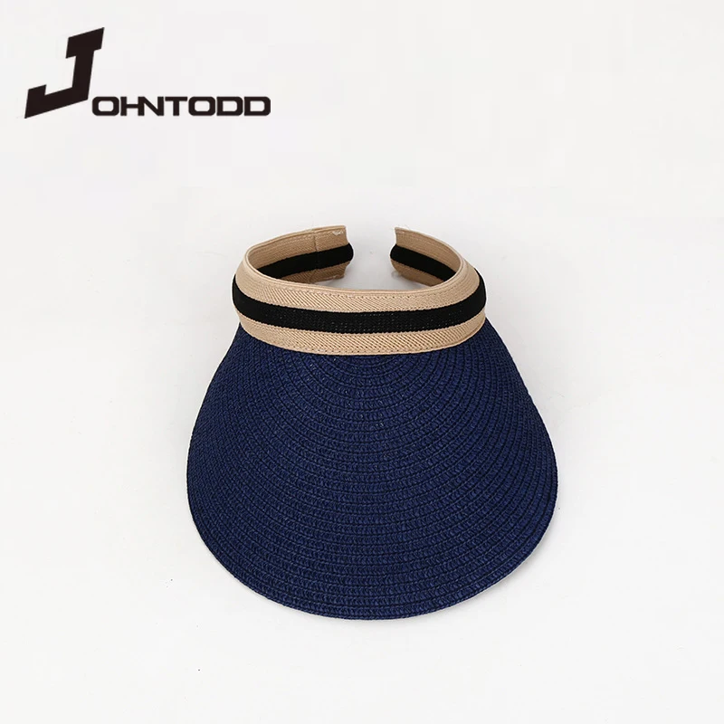 

New summer ladies leisure sun hat beach beach empty top hat Panama ladies adjustable natural grass topless hat men's sun hat cap