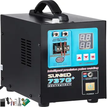 

VEVOR 737G+ Battery Spot Welder 1200A 2-18 Pulse Group, Battery Pulse Spot Welder LED LCD Battery