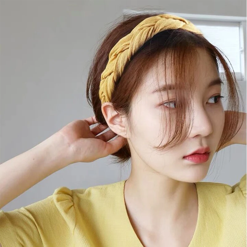 

AWAYTR Korean Trendy Retro Hairbnads Weave Headbands For Women Handmade Hair Hoop Headwear Hair Band Head Hoop