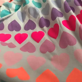 

100x150 rainbow heart Kids 95% Cotton 5%spandex Fabric,Patchwork Cloth,DIY Sewing Quilting Fat Quarters Material For Baby Child