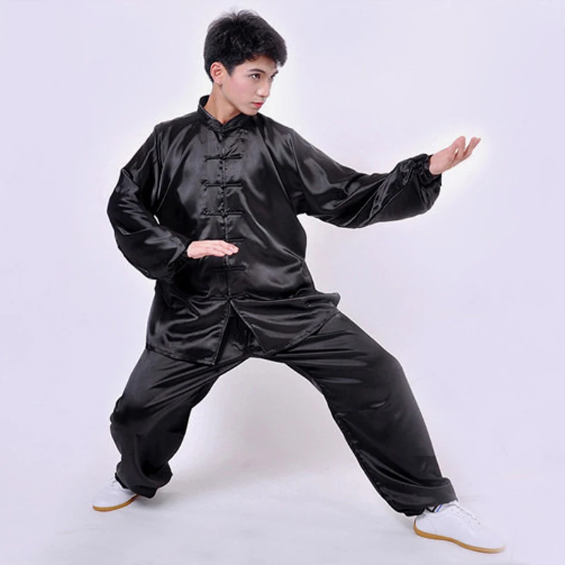 Chinese Traditional Tai Chi Kung Fu Clothing Men Women Vintage Solid Color