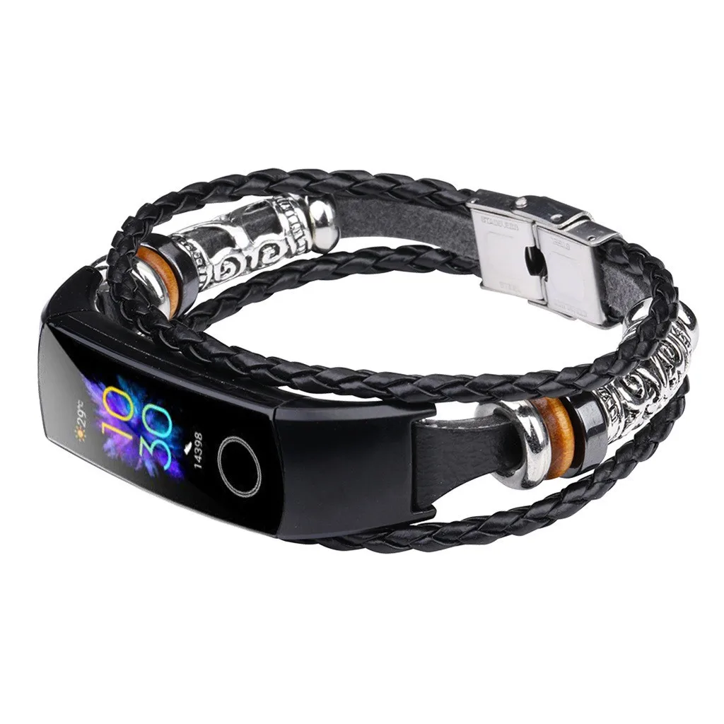 Сменный плетеный кожаный браслет с бусинами для Huawei Honor Band 5|Смарт-аксессуары| |