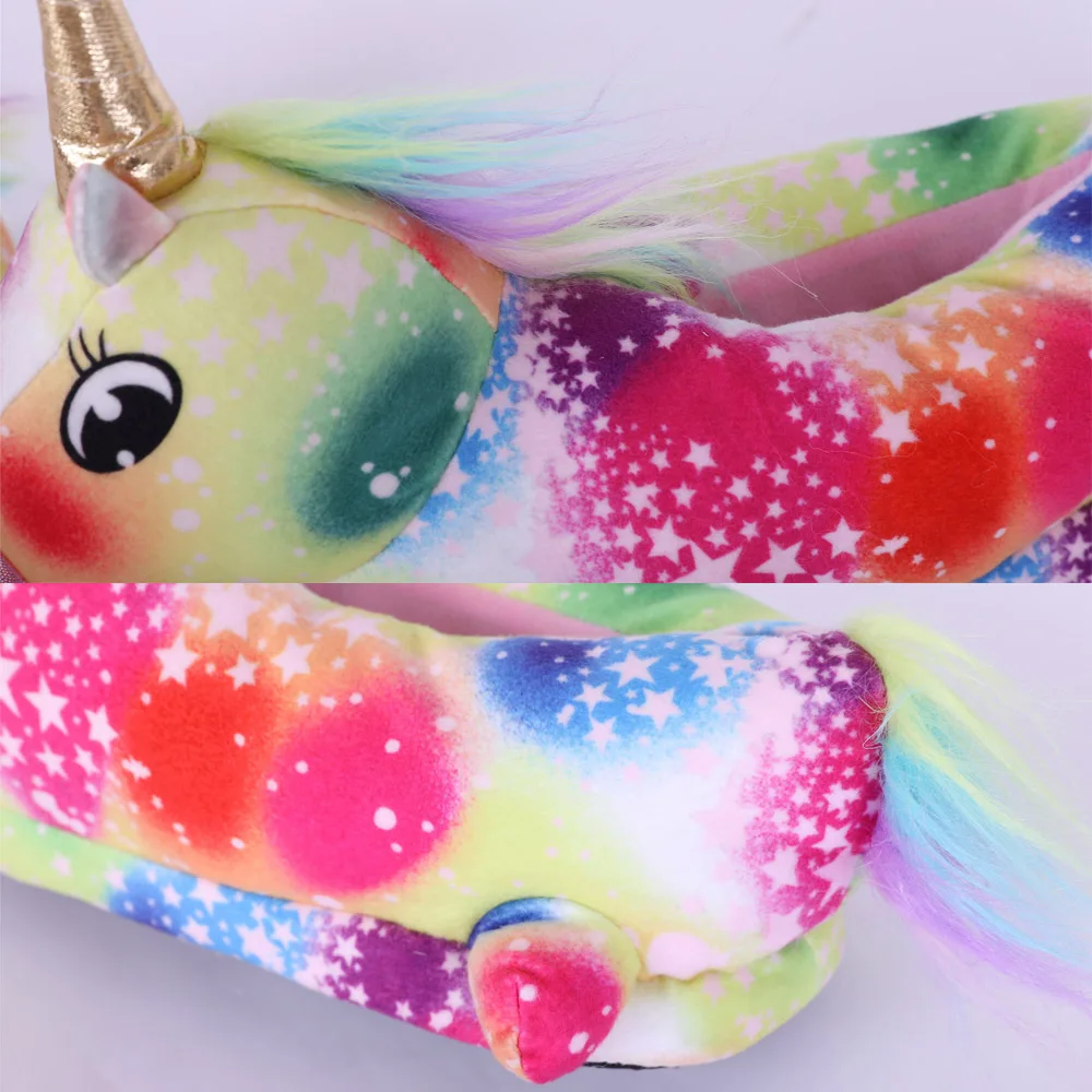 Unicorn Colorful Star and Rainbow Slippers