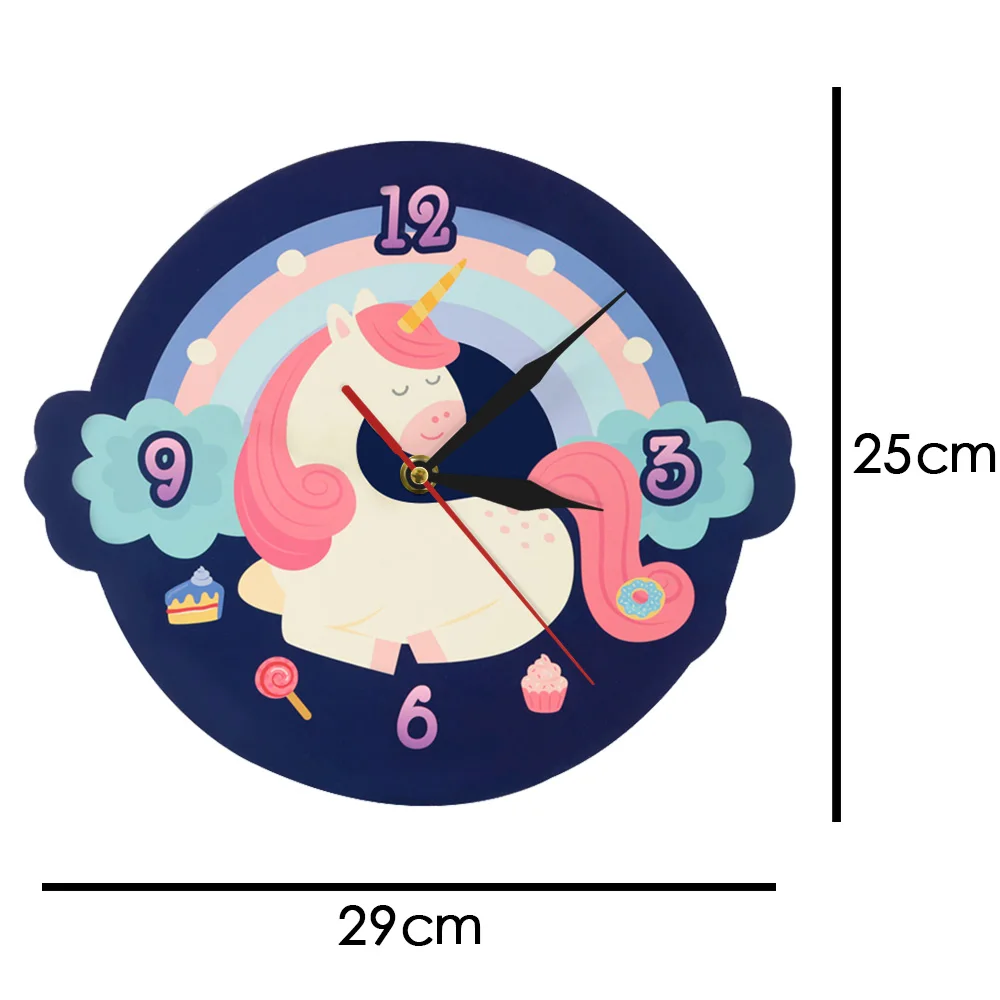 Милый сладкий сон Единорог в форме настенные часы мультфильм единорог с красочной радугой девушка комната часы настенные часы детская Настенный декор