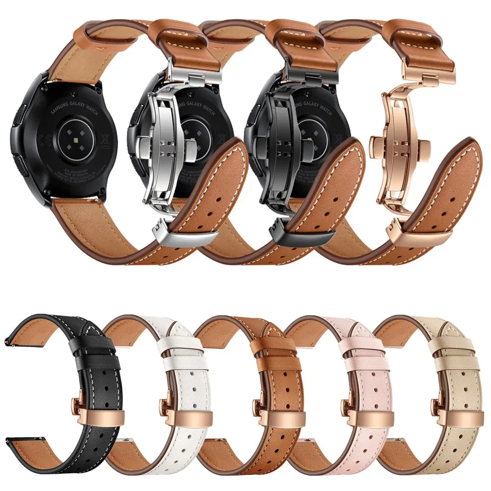 Кожаный ремешок для Samsung Galaxy Watch 3 41 мм/42 мм/Active 2 1 Band 20 мм Универсальный браслет Garmin