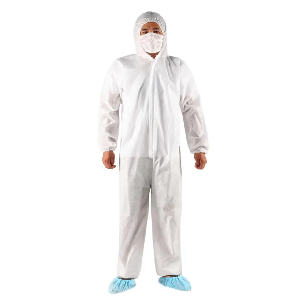 

20PCS Disposable Coverall Dust Spray Suit Nonwoven Dust-proof Clothing White Labor Safely Security Protection Clothes