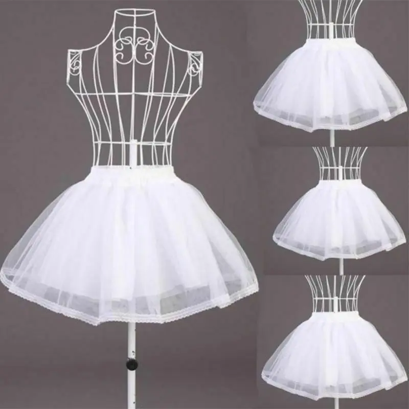 

Double Layers Solid Color Short Tulle Petticoats Elastic Waist For Wedding Dress