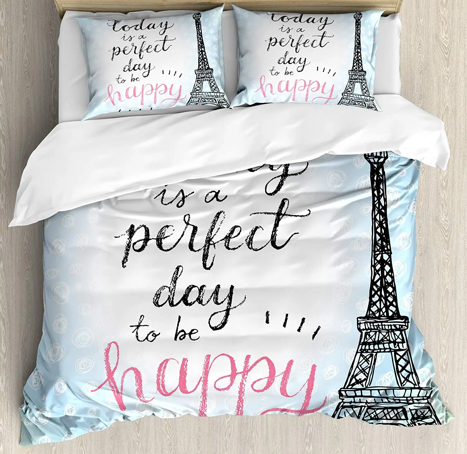 Eiffel Tower Duvet Cover Set Perfect Day Eiffel Tower Polka Dot