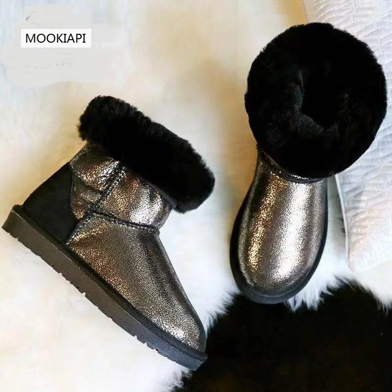 Австралийские зимние сапоги наивысшего качества, г. Натуральная овчина, Натуральная шерсть, женская обувь, шесть цветов