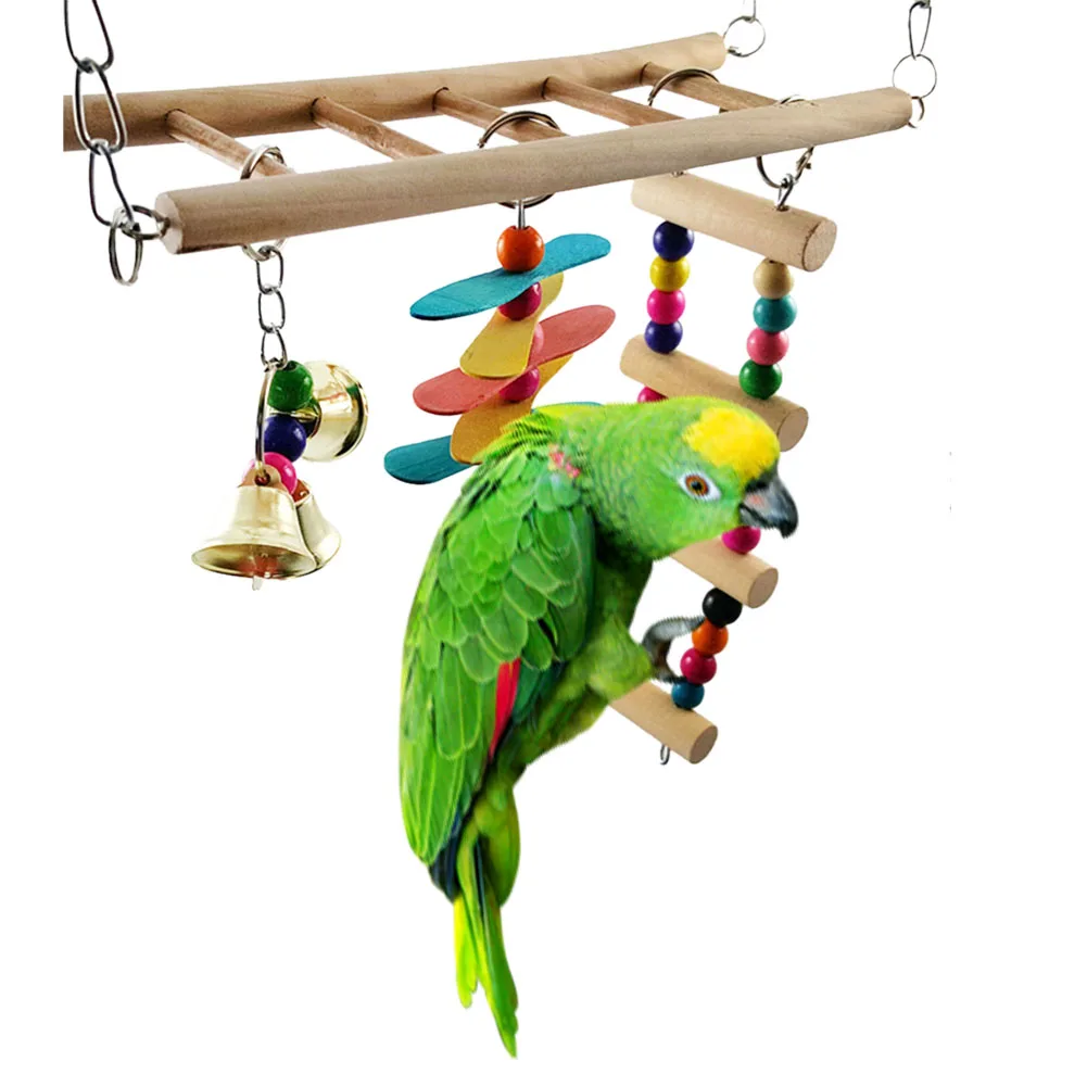 Birds Pets Parrots Ladders Climbing Toy Climbing Ladder Chewing Swings Rainbow Pet Parrot Macaw Hammock Bird Toy