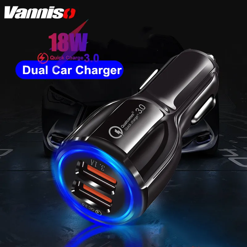 

Vanniso 3.1A Car Charger Dual USB Quick Charge 3.0 Fast Charging QC 3.0 For iPhone X Samsung A70 Xiaomi mi8 Mobile Phone In Car