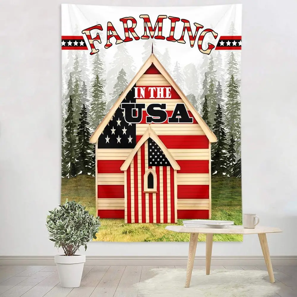 

American Independence Day Tapestry Wall Hanging Large Fabric Decor Blanket Yoga Mat Tapestry Beach Towel Carpet Home Decoration