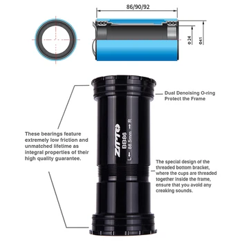 

ZTTO Bicycle 24mm Bike Bottom Bracket Upgrade Parts BB86 BB92 BB90 Bottom Bracket Thread Lock for GXP Chainring