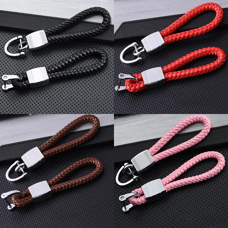 CHEENCHENG Hand-woven Car leather keychain Metal for cars key chains horseshoe buckle creative gift Motorcycle Auto accessories |