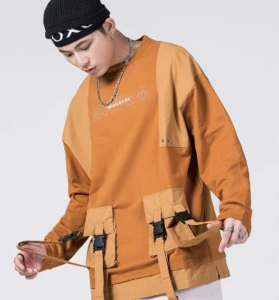 ZHENGJIAQI,, Harajuku, Джерси, sudadera, хип-хоп, para hombre, уличная одежда, Kanji mukiltiples sudadera con bolsillos algodón Hiph