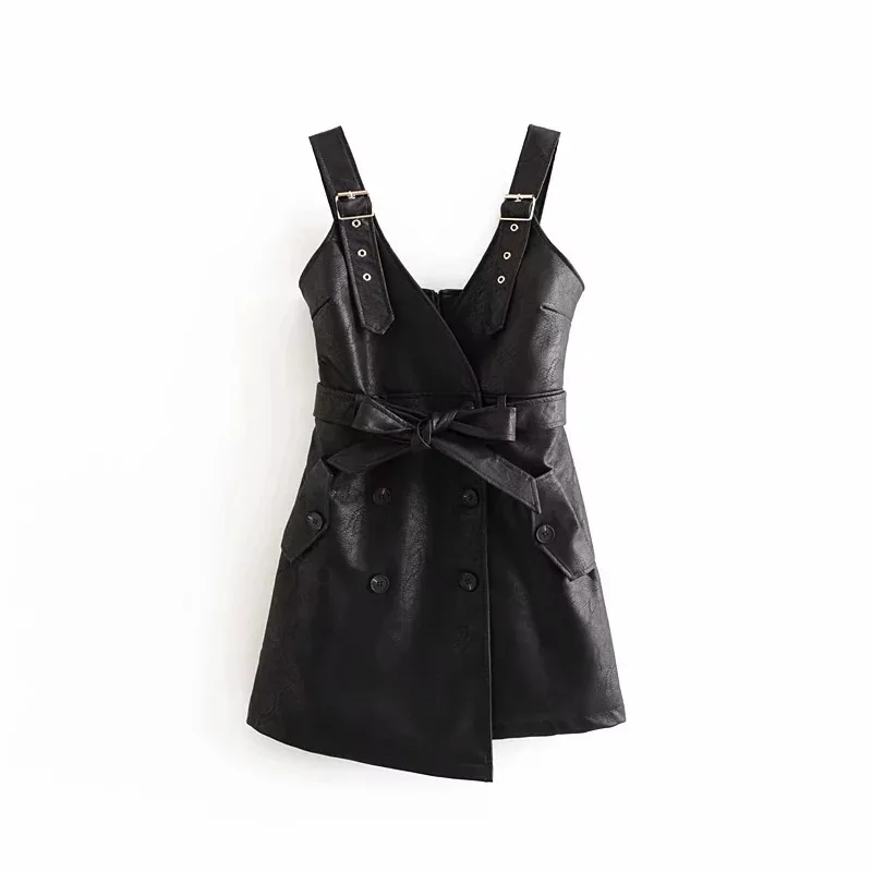 

C5284-2567 WOMEN'S Dress New Products Waist Hugging Lace-up PU Leather Strap Dress Dress