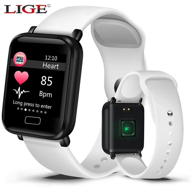 Woman Smart watches Waterproof Sports For Iphone phone Smartwatch Heart Rate Monitor Blood Pressure Functions For kid and Men - Цвет: White