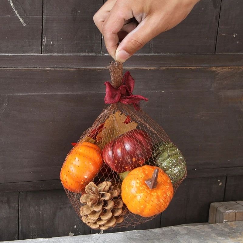 

Artificial Pumpkin Gourd Pine Cone Acorn Maple Leaf For Autumn Harvest Thanksgiving Halloween Photo Props Home Decor