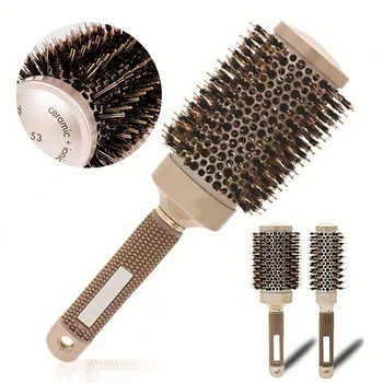 

4pcs/set Gold Professional Round Hair Brush Ceramic Iron Flexiable Hair Roller Comb Teeth Anti-static Aluminum Barrel Comb