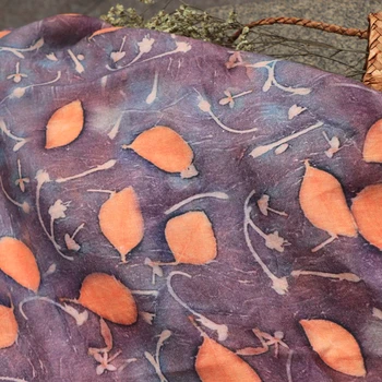 

Natural pure flax fabric Beautiful leaf Printing tissu High-end clothing dress jacket autumn and winter patchwork