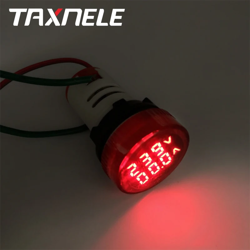 Indicatore Digitale Di Corrente E Tensione AC - Display LED A 2 Cifre - Testa Quadrata 22mm - Multifunzione - Rosso - 3