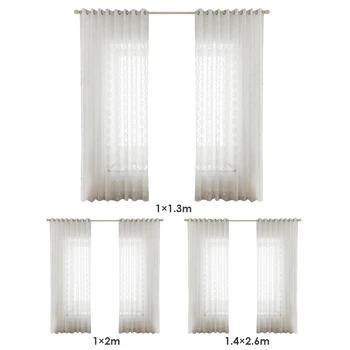 

1x Square Windows Tulle Curtains Printed Modern Translucent Screening Yarn Drape for Household Living Room Accessories