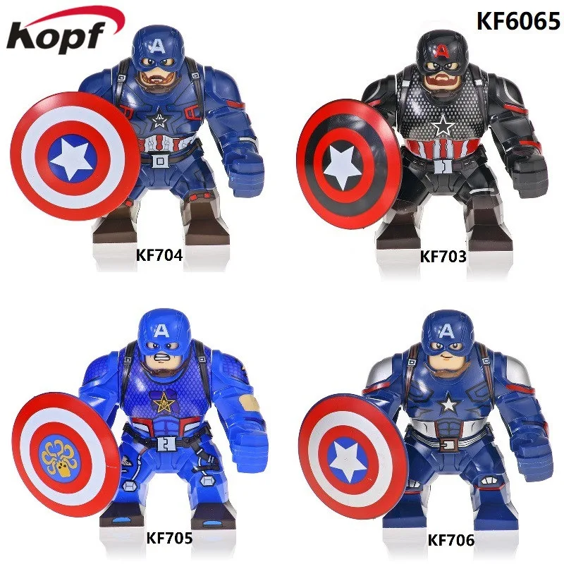 

10PCS KF6065 Building Blocks Super Heroes 7CM Big Bricks Captain America Iron Man Spider Man Figures Toys For Children
