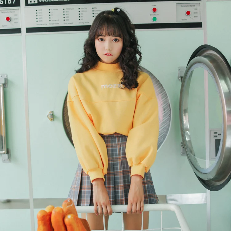 Harajuku сладкий стиль негабаритных Свободный свитер и пуловер школьницы осень Kawaii одежда Mozzi вышивка свитер для женщин