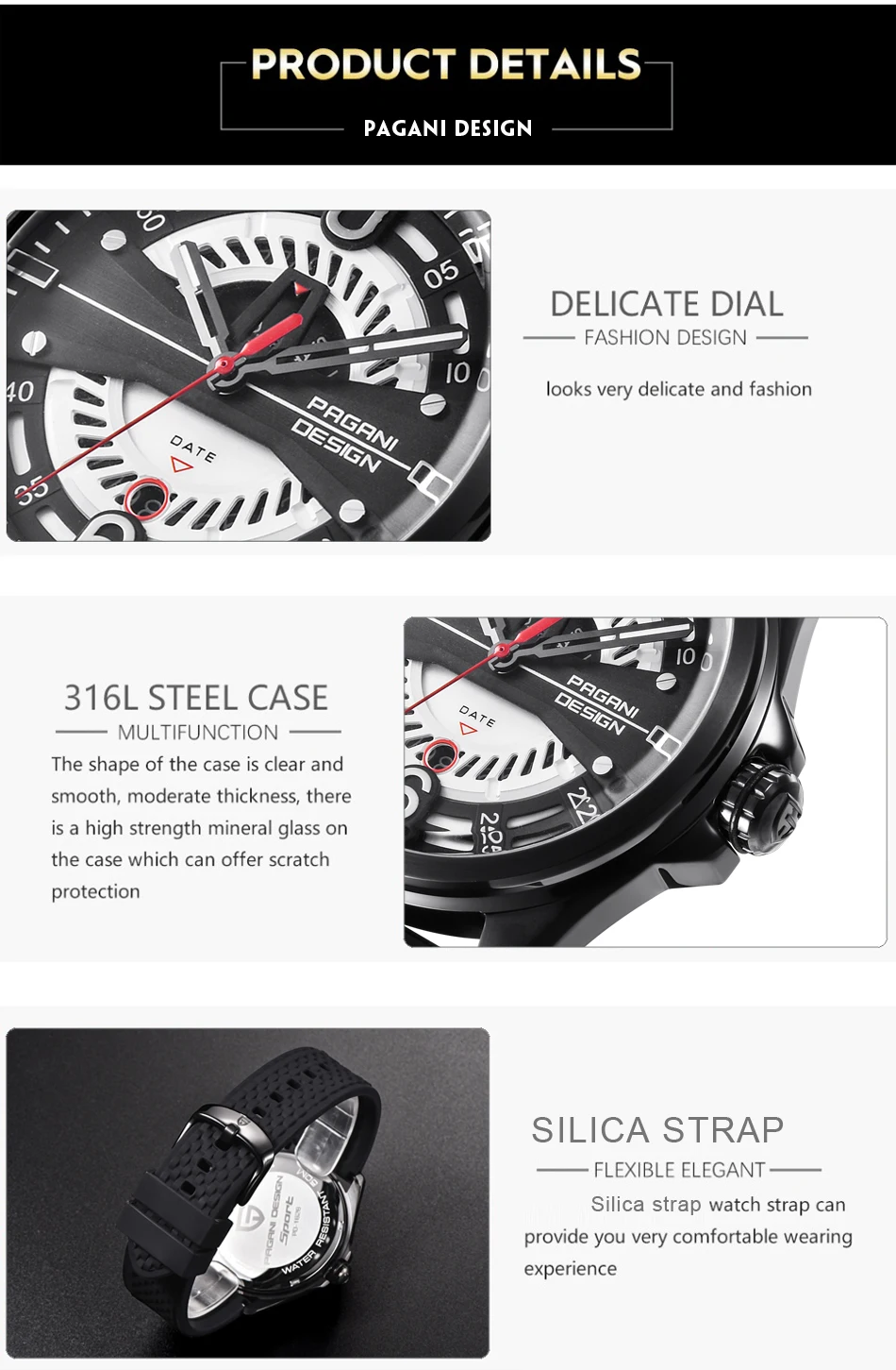 PAGANI Дизайн брендовые модные серебряные мужские часы с скелетом циферблат японские кварцевые часы силиконовый ремешок наручные часы дропшиппинг
