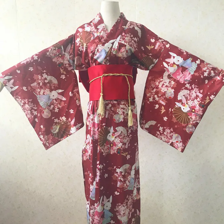Традиционное японское кимоно японская одежда кимоно femme кимоно косплей японский стиль юката женское платье в азиатском стиле красный