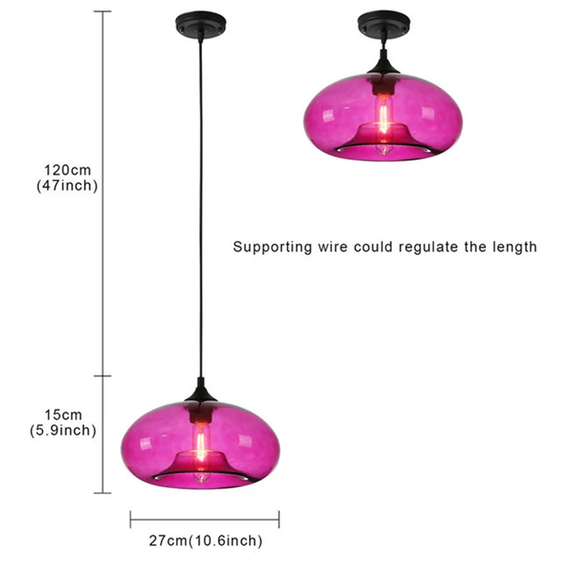 E27 светодиодный подвесной светильник s ресторанный стеклянный подвесной светильник кафе промышленный светильник ing Home Hitchen светильник винтажный Лофт светильник - Цвет корпуса: Rose Red
