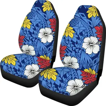 

African Floral Polynesian Hibiscus Flower Print Easy to Install Car Seat Covers Anti-Slip Car Seat Covers Set Soft Seat Covers