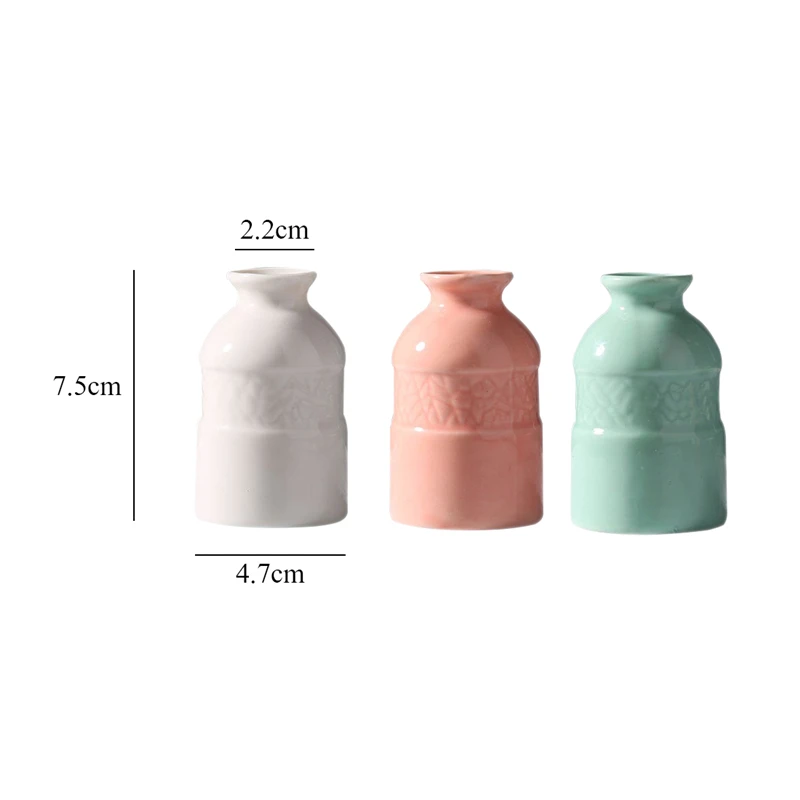 New-3pcs керамическая ваза креативное украшение для дома и офиса Настольные цветы простые ремесла керамическая бутылка для ароматерапии(синий; розовый; whi