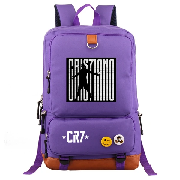B Purple Мужские подростковые Криштиано Роналдо CR7 Рюкзак Студенческая школьная дорожная сумка для ноутбука сумка футбольные фанаты подарки - Цвет: B Purple