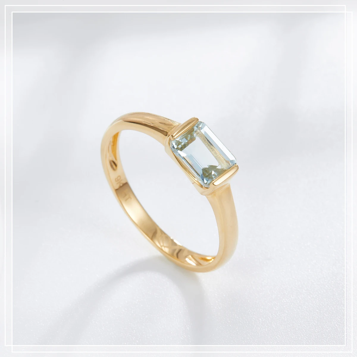 Hutang 9K массивная, желтая, Золотая обручальное кольцо 0.8ct натуральные аквамариновые кольца изысканные свадебные драгоценные камни ювелирные изделия для женщин подарок