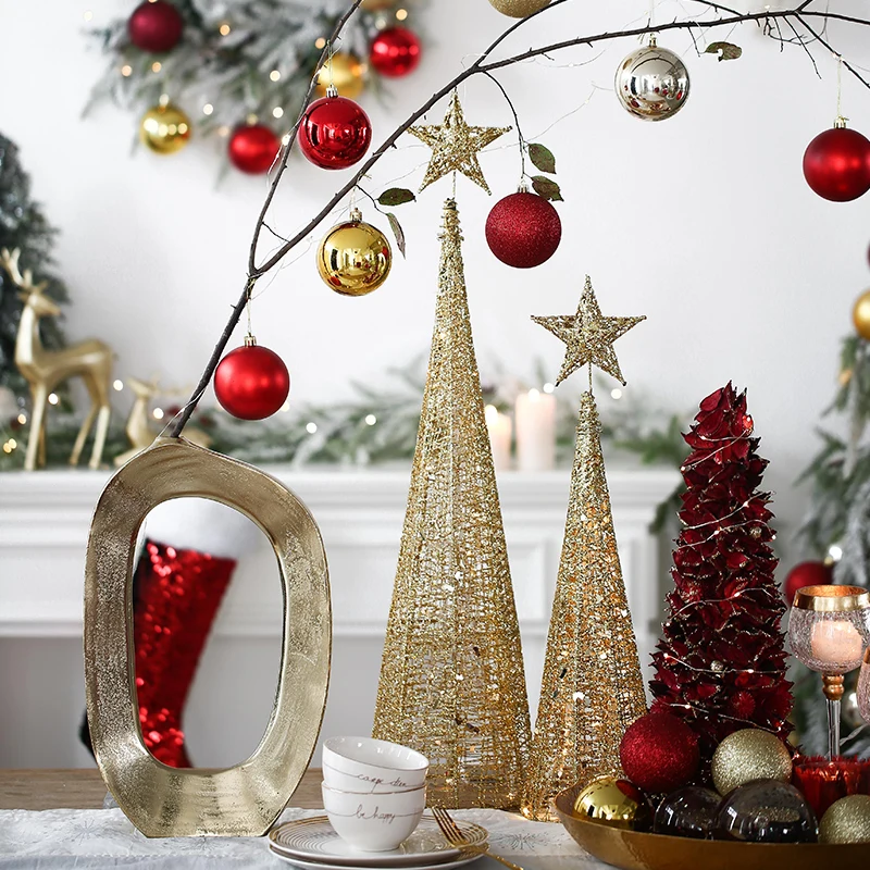 

Fashion Nordic Gold Murals Christmas Tree Ornament Swing Mall Hotel Window Desktop Home Simulation Christmas Trees Furnishing