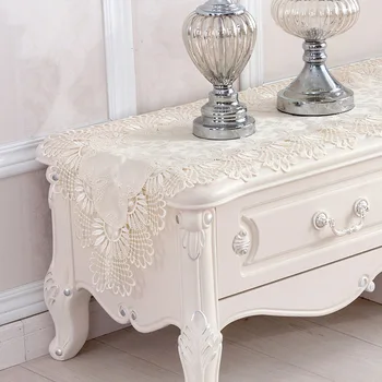 

Lace Table Runner Fabric Runner Table European Pastoral Track on The Table Long Tablecloth Beige Simple Wedding Decoration