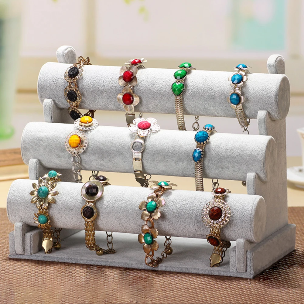 

Three Layers Decoration Organizer Jewelry Display Stand Storage Velvet Home Detachable Bracelet Holder Easy Take Multifunctional