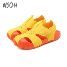 

NSOH 2021 Fashion Summer Boys Girls Sandals Non-slip Soft Bottom Anti-collision Shoes Hollow Kids Casual Shoes Baby Sandals