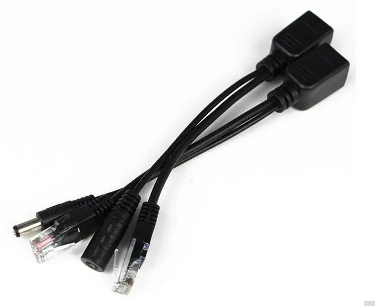60 шт. (30 пара) POE кабель белый/черный цвет POE Splitter + POE Инжектор CCTV адаптер 12 В Питание кабель видеонаблюдения аксессуар