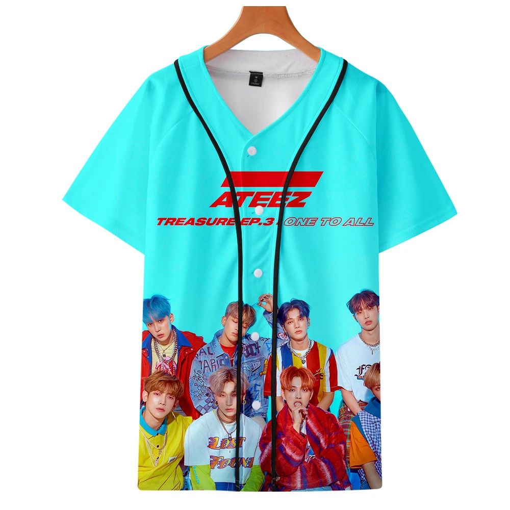 3D ATEEZ Printed k-pops Baseball T-shirts for Women/Men Summer Short Sleeve cute Tshirt 2019 Hot Sale Streetwear Clothes 4XL