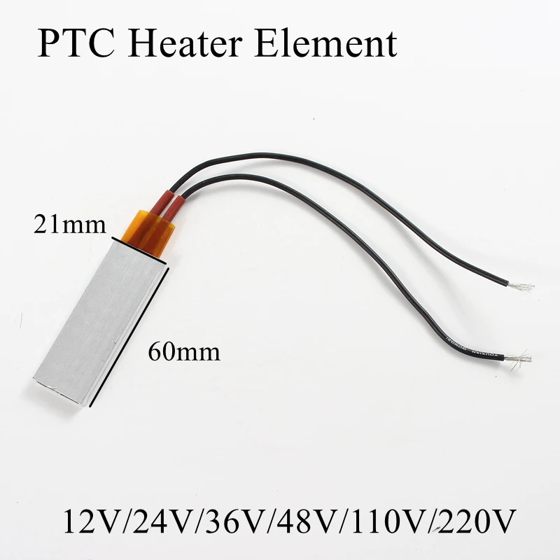 60x21 мм 12 В 24 в 36 в 48 в 110 В 220 В PTC нагревательный элемент постоянный термостат термистор Датчик нагрева воздуха Алюминиевый корпус 60*21 мм