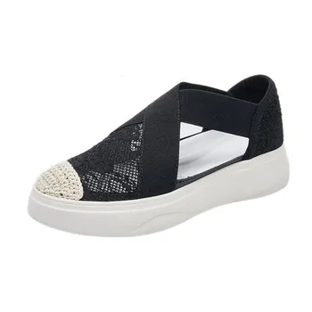 

Fisherman Shoes Female Summer 2019 New Mesh Flat Bottom Platform Shoes Lazy Loafers Round Head Shallow Mouth Casual Shoes