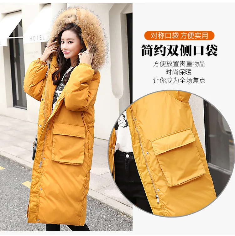 Y9031 стиль, пуховик, хлопок, с карманами, женский корейский стиль, средней длины, с капюшоном, свободный крой, толстое, зимнее пальто