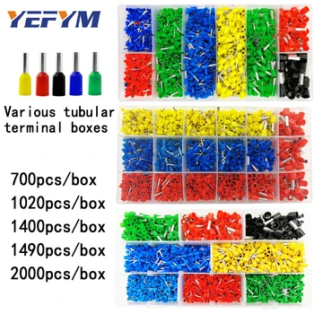 

Boxed tubular terminal various styles electrical wiring connector crimping insulated tube terminals set for 0.5mm2-10mm2 wire