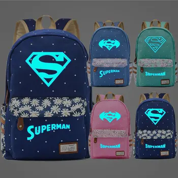 

FL5202 Luminous Hot Superhero Superman Children Schoolbag Girls School bag Women Bagpack Teenagers Canvas Lady Femme Backpack